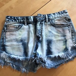 Women's Free People Blue and White Tie Dye Shorts